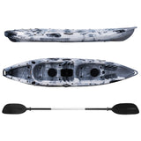 Garvee Fishing Kayaks, 12.5FT Sit on Top Kayak for 2 or 3 Person with Paddle, Capacity of 661LBS, Hard Shell Recreational Ocean Kayak Boat - White Black
