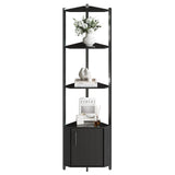 Garvee 5 Tier Corner Shelf Stand Metal Frame With Wood Shelves For Living Room Bedroom Kitchen Bathroom 58 Inch Black - Black