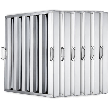 Garvee Hood Filter, 5 Grooves Commercial Kitchen Range Hood Filter, 430 Stainless Steel, For Grease Rated Commercial Kitchen Exhaust Hoods, 6-Pack - 19.5 x 19.5 Inch