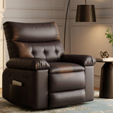 Garvee 22" Widen Recliner Chairs with Heat and Massage - 360° Swivel Lazy Boy Recliner Chair for Adults- Manual Rocking Chair with Cup Holder for Living Rooms, Bedrooms, and Nurseries - Brown - Brown