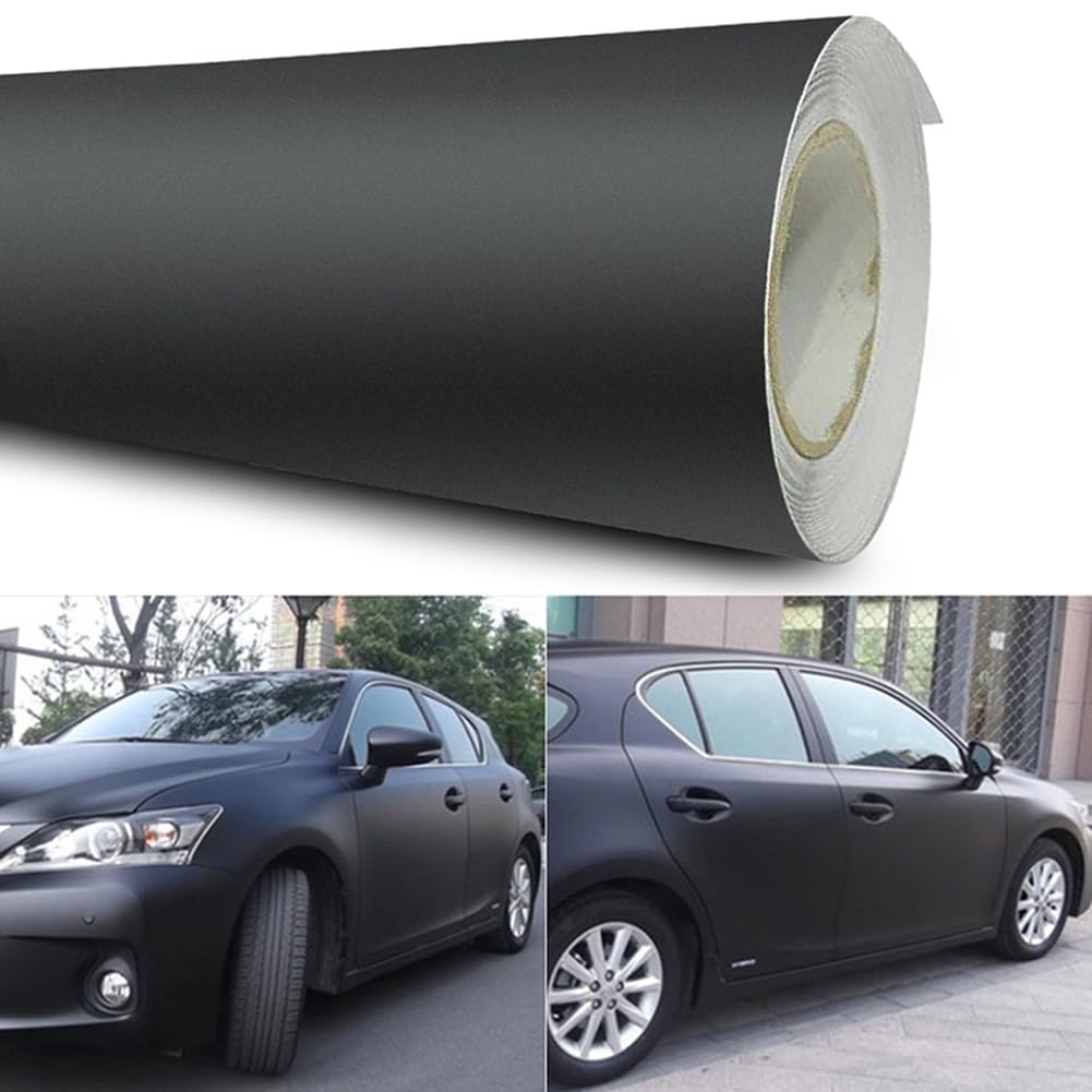 5FT Matte Black Vinyl Wrap for Cars, Waterproof Self-Adhesive Car Stickers Full Body Car Wrap Vinyl Roll Automotive Vinyl Wraps for Car Motor
