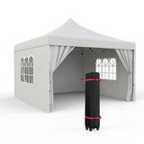 Garvee GraveeLife 10x10FT Pop Up Canopy Tent with 4 Sidewalls, Portable Outdoor Canopy with Wheeled Bag, Easy Set-Up Waterproof Outdoor Party Gazebo, Instant Tent for Wedding Backyard Garden Event - White