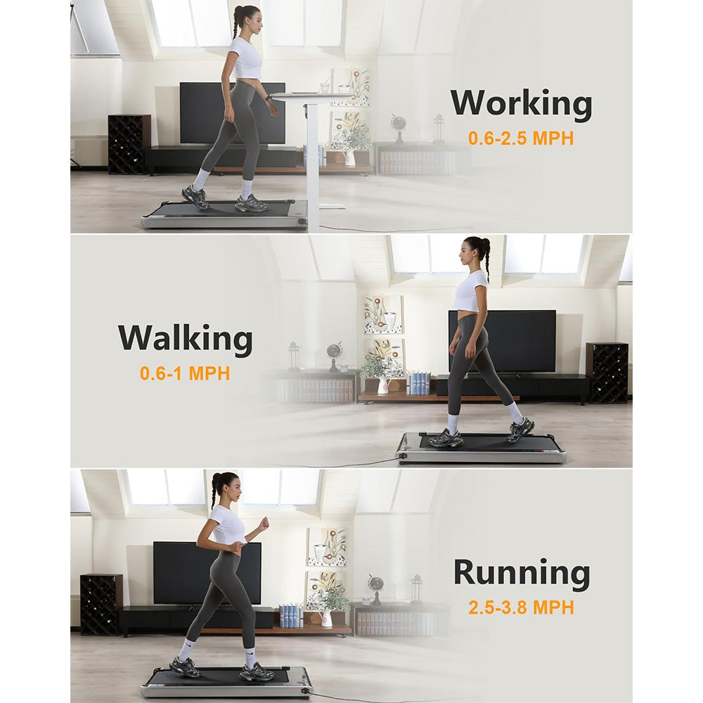Garvee 2.5 HP Walking Pad, 0.6-3.8 MPH, 256 LBS Plug & Play, Under Desk Electric Treadmill for Home Office, Space Saving Treadmill, No Assembly Needed Portable Treadmill for Office Home Exercise