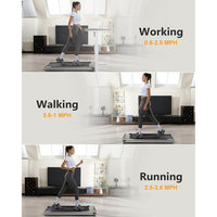 Garvee 2.5 HP Walking Pad, 0.6-3.8 MPH, 256 LBS Plug & Play, Under Desk Electric Treadmill for Home Office, Space Saving Treadmill, No Assembly Needed Portable Treadmill for Office Home Exercise