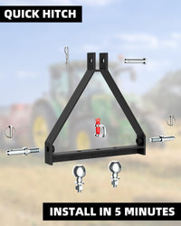 3 Point Hitch Receiver with 2 Trailer Hitch Balls for Category 1
