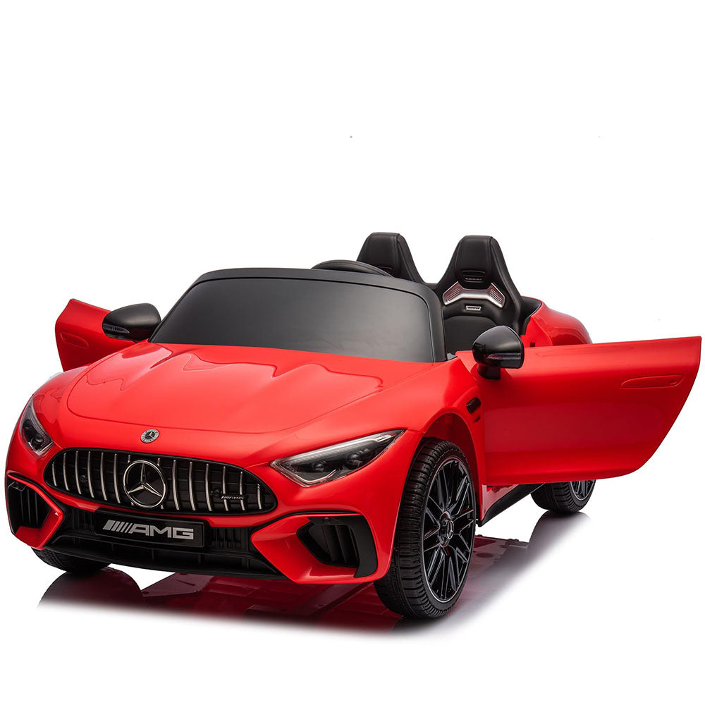 Garvee 12V Mercedes-Benz SL63 Ride-On Car: Remote Control, 2x35W Motors, 3-8 MPH, LED Lights, MP3, USB, Bluetooth, for Ages 3-7 - Red
