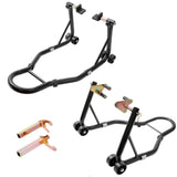 Garvee Motorcycle Stand, 850 lbs Capacity Adjustable Universal Front & Rear Combo with Fork Heads for Sport & Dirt Bikes, Black - Black