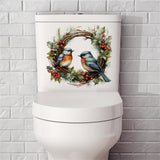 Garvee Christmas Bird Wreath Toilet Seat Stickers, Self-Adhesive DIY Removable PVC Toilet Lid Decals Christmas Toilet Stickers Decals for Bathroom Cistern Restroom Power Switch Decor CH33035 - Ch33035