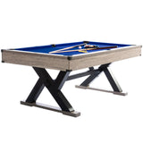 Garvee 7.4 ft Pool Table Heavy Duty X-Shape Metal Legs Complete Set for Home Game Room Blue Cloth