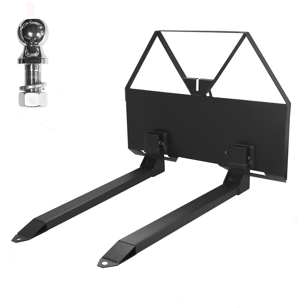 Garvee 46" Pin-On Pallet Forks Attachment with Quick Attach Mount, Universal Skid Steer Forks with Hitch Ball Hole for Tractors and Loaders, 2600 lbs