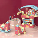 Garvee Kitchen Playset, 3 in 1 Kitchen Pretend Play, 68 PCS Realistic Cooking Accessories, Sounds, Lightnd, Running Water，Ideal Gift for Boys and Girls