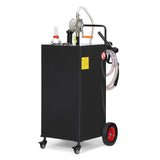 Garvee 35 Gallon Fuel Caddy with Manual Transfer Pump, Heavy-Duty Stainless Steel, 4-Wheel Mobile Design, Gasoline & Diesel, Silver - Black