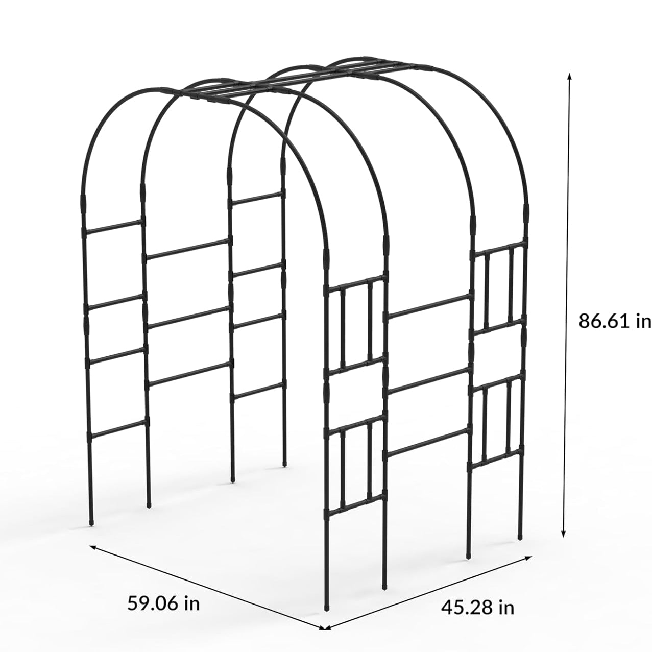 Garvee Garden Arch Trellis for Climbing Plants - Heavy-Duty Galvanized Steel, Rust-Resistant Coating, Easy Tool-Free Assembly, Powder-Coated Black, 59x86.6in, Outdoor Wedding Patio Decor