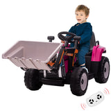 Garvee 12V Kids Ride on Car,Excavator with Bucket & Remote Control,Toddler Battery Powered Electric Vehicle,2+1 Gear Shift,3 Speeds,Music,Bluetooth,7-LED Headlights,EVA Tire,Rose - Rose