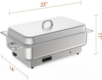 GARVEE 2 PACK Electric Chafing Dish Buffet Set 9 QT Buffet Servers and Warmers Digital Display Temperature Warming Tray Stainless Steel Food Warmer for Parties Weddings Caterings (Copy)