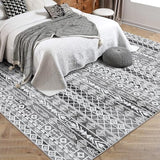 Garvee Moroccan Geometric Area Rug, Machine Washable Easy to Clean Non-Shedding Stain-Resistant Non-Slip Foldable Indoor Mat for Living Room, Bedroom, Kitchen, Entryway, Bathroom, Grey, 5 x 7 - Gray