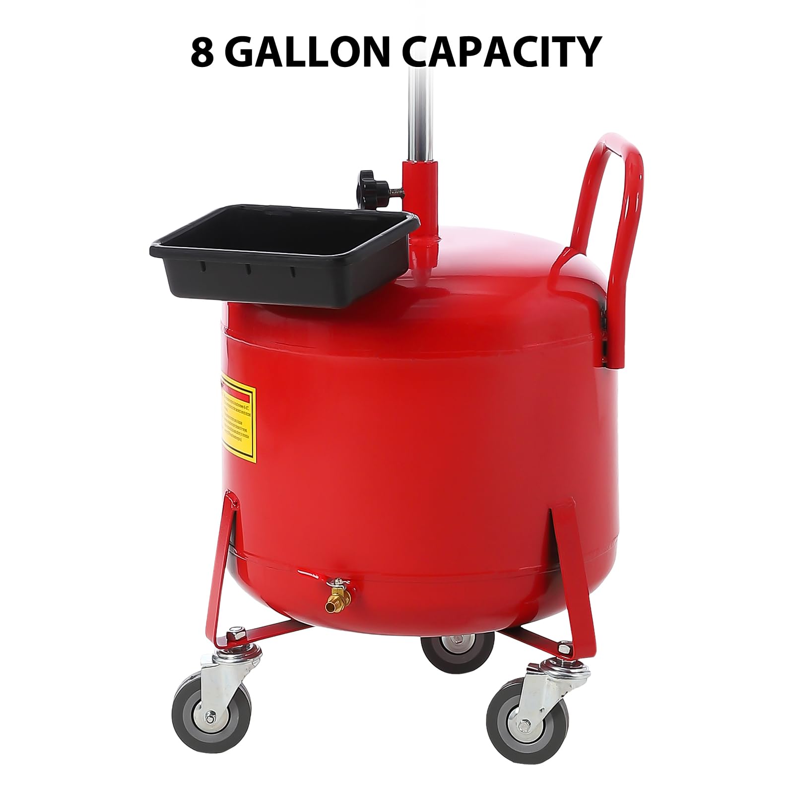VEVOR Waste Oil Drain Tank 20 Gallon Portable Oil Drain Air Operated Drainer Oil Change, Oil Drain Container, Fluid Fuel Transfer Drainage Adjustable Funnel Height, With Pressure Regulating Valve