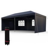 Garvee Graveelife 10x20 Pop Up Canopy Tent, Portable Outdoor Canopy with 4 Sidewalls, Wheeled Bag, Easy Set-Up Waterproof Outdoor Party Gazebo, Instant Tent for Wedding Backyard Garden Event - Blue