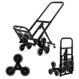 Garvee Portable Stair Climbing Hand Truck Luggage Cart, Heavy-Duty Hand Truck Dolly 330 lbs Load Capacity, Foldable Stair Climber Hand Trucks with Adjustable Handle, All Terrain Cart for Stairs (Black) - Black