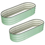 Garvee 2-Pack 4.5'x2'x2' Oval Galvanized Raised Garden Beds, Open Base Metal Planters, Large Outdoor Planter Boxes, Green - Green