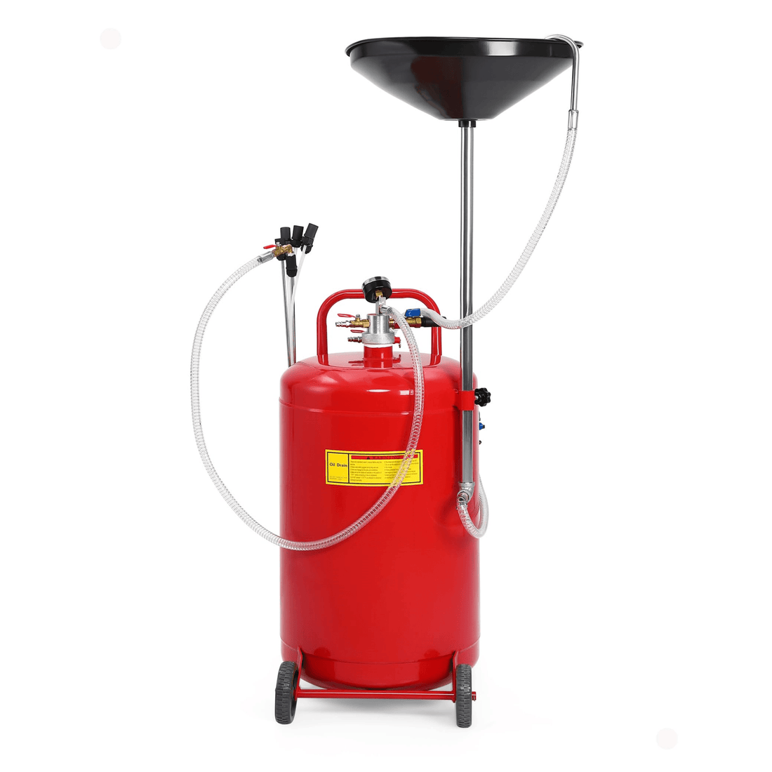 25 Gal Air-Operated Oil Drain Tank with Wheel, Red for Cars - GARVEE