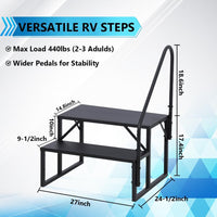 RV 2 Steps with Handrail, Hot Tub Steps Metal, Portable Stairs Steps for RV, Mobile Home Stairs, Ground-Pool for Indoor & Outdoor