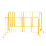 Garvee 2 Pack Interlocking Steel Barricade 5.5 ft Heavy-Duty Metal Barricade Rust-Proof Powder Coated Outdoor Crowd Control Black