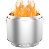 Garvee Smokeless Fire Pits for Outside, 27 Inch Smokeless Fire Pit, Stainless Steel Outdoor Firepit with Removable Stand and Ash Pan, Wood Burning for Outdoor Camping Backyard Bonfire Picnic Cooking