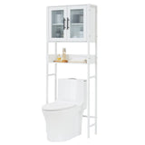 Garvee Over The Toilet Storage Cabinet, Bathroom Storage Cabinet Organizer with Doors and Adjustable Shelf, Freestanding Bathroom Storage Rack, White