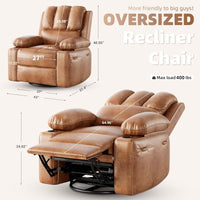 Garvee 27'' Width Electric Power Oversized Rocker Swivel Recliner Chair, USB Charger Lazy Boy for Adults, w/ Vibrating Massage and Heating, 1.5x Sponge Filling for Living Room, Bedroom and Nursery