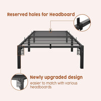 Garvee Heavy Duty Twin Bed Frame 16 Inch Hight, Metal Platform Bed Frame with Reinforced Slats Support, 800 Lbs Load Capacity, Noise Free, No Box Spring Needed and Screws, Tool-Free Assembly