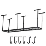 Garvee 2x8 FT Overhead Garage Storage Rack, 22"-40" Height Adjustable Ceiling Storage Rack 660lbs Weight Capacity, Heavy Duty Metal Hanging Storage Shelves for Garage (Black, Vertical Post x 6) - black