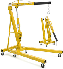 Garvee 2 T Engine Hoist Heavy Duty Folding Cherry Picker Hydraulic Lift With 6 Iron Caster Wheels Telescopic Boom Yellow - Yellow