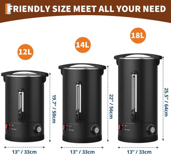 Garvee Double Wall Commercial Coffee Urn – 12L Stainless Steel Large Capacity Hot Water & Coffee Dispenser, Fast Heating Percolator – For Catering, Buffet, Event, Party, Office – Specification: 12L