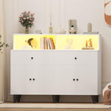 Garvee Large Storage White Dresser with 6 Drawers & Shelves for Dining Room Kitchen Living Room Mid Century Modern