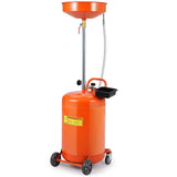 Garvee 20 Gallon Oil Drain Tank, Portable Oil Drain Container with Adjustable Funnel Height 38"-65", Air Operated Drainage Fluid Fuel Transfer Drainage with 360° Wheels & Toolbox - Orange