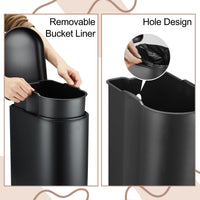 GARVEE 10.6 & 2.6 Gallon Trash Can Combo Set of 2 Small Bathroom Trash Can Stainless Steel Black