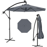 Garvee 10' Cantilever Umbrella with 360 Rotating Base, UV Protection Offset Patio Umbrella 9 Ribs Outdoor Sun Shade with Easy Tilt Adjustment for Backyard, Lawn, Garden, Navy Blue - Grey