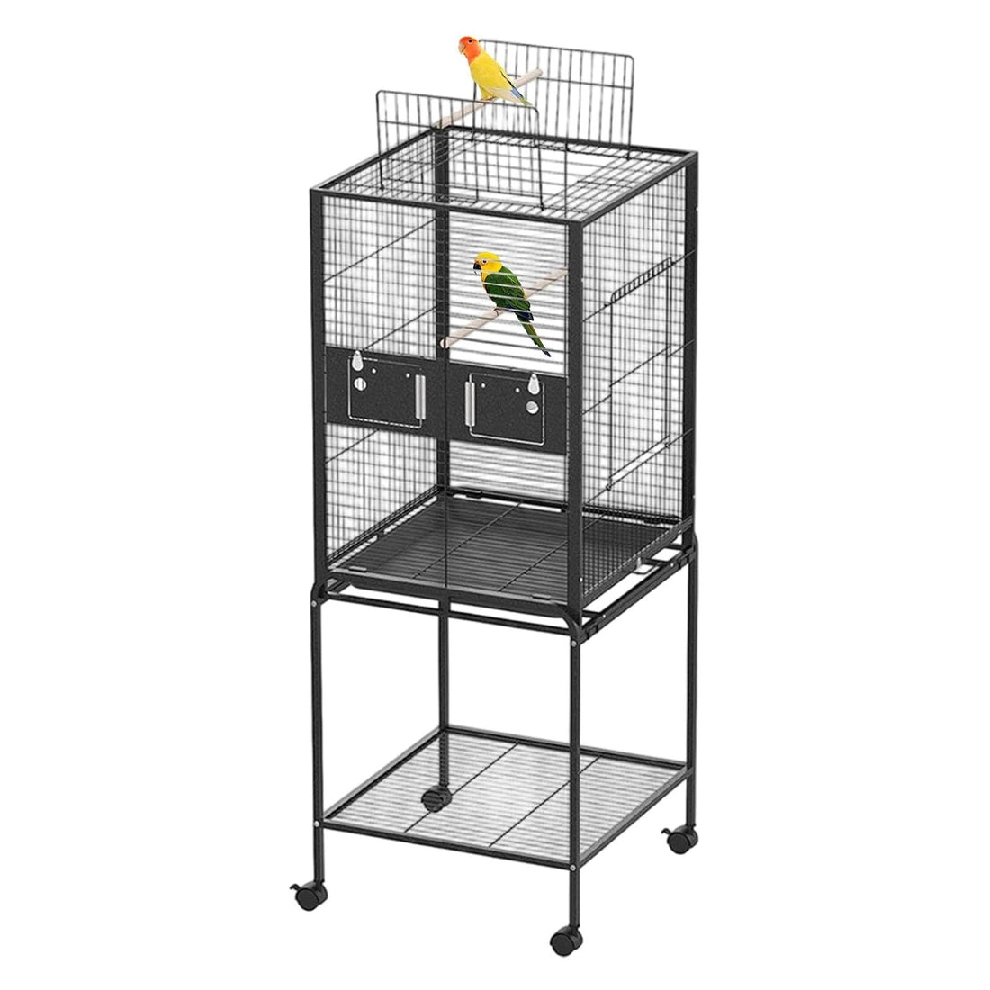Garvee Bird Cage with Wheels, Durable Wrought Iron Parakeet Cage with Slide Out Tray, 63 Inch Black Bird Cages for Parakeets Lovebird Cockatiels Budgies and Other Small Medium Birds, Black