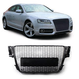 Garvee Central Honeycomb Grille Set for Audi A5 S5 Coupé 2009-2012 ABS Material Glossy Black Lower Grille Fog Light Frames Direct Replacement