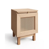 Garvee Rattan End Table, Wood Nightstand with Extension Tray for Living Room, Bedroom Side Table with Storage Space for Entryway-Natural