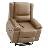 Garvee Power Lift Recliner Chair PU Leather with Massage for Elderly Ergonomic Lounge Chair Classic Single Sofa with Side Pockets Home Theater Seat-27" Seat Width, Tan - Tan