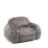 Garvee Modern Bean Bag Chair Faux Fur High Density Foam Padded Accent Chair with Armrests Stylish Sofa F - Grey