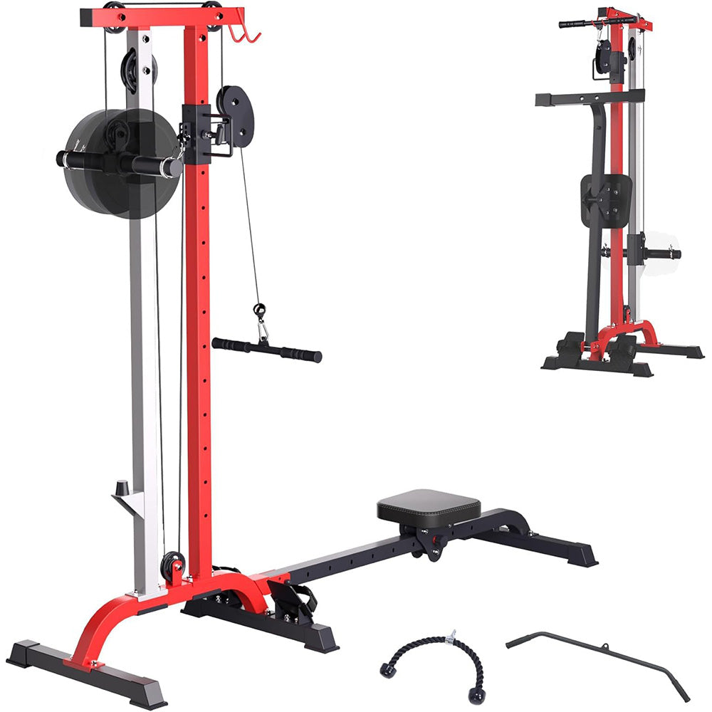 Garvee 2 IN 1 Rowing & Cable Machine, Adjustable Weight & Seat, Multi-Function Home Gym Equipment, Black+Red