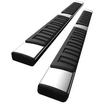 Garvee 6 Inch Running Boards - Compatible with 2007-2018 Chevy Silverado 1500 and 2007-2019 Chevrolet Silverado 2500HD/3500HD Crew Cab (4 Full-Size Doors, Gas Engine Only), Stainless Steel Construction, Silver