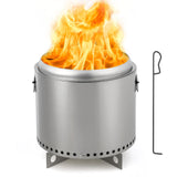 Garvee 16.5" Smokeless Fire Pit with Handle - Portable Stainless Steel Wood Burning Firepit with Removable Ash Pan & Poker for Backyard, Patio & Camping