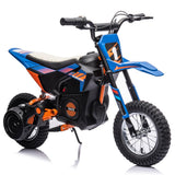 Garvee Ride - T Series: 24V Kids Electric Dirt Motorcycle for Kids Ages 13+, 250W Electric Off-Road Motorcycle,Up to 13.6MPH, Twist Grip Throttle,Metal Suspension,Air-Filled Tires,Leather Seat - Blue - Blue