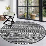 Garvee Boho Machine Washable Area Rug Black 3' Round Small Rug Geometric Farmhouse Rug Mat Stain Resistant Non-Slip Area Rug Mat for Living Room Bedroom - Black