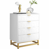 Garvee White 4 Drawer Dresser for Bedroom, Wood Chest of Drawers with Metal Legs, Modern Storage Dresser Chest Cabinet Organizer, Large Dresser for Living Room, Hallway, Closet - White