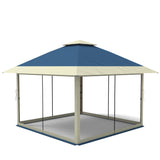 Garvee 12x12 Pop Up Gazebo Outdoor Canopy Shelter with Mosquito Netting 4 Stanbags Instant Gazebo Tent for Lawn, Garden, Backyard, Deck (Navy Blue + Taupe) - Blue
